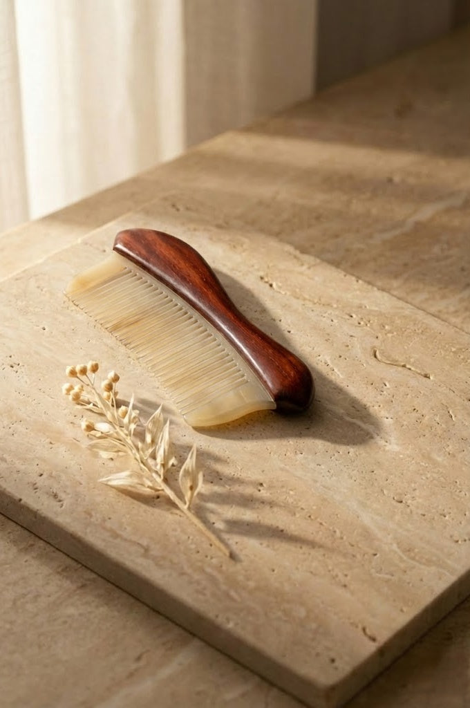 Heirloom Series: Hand-Inlaid Ebony Wood Detangling Comb