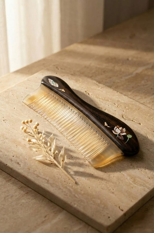 Heirloom Series: Hand-Inlaid Ebony Wood Detangling Comb